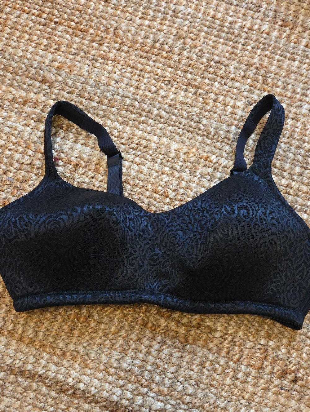 Black Jacquard Wireless Comfort Bra